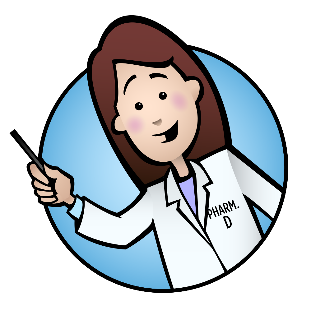 A cartoon depiction of a pharmacy director